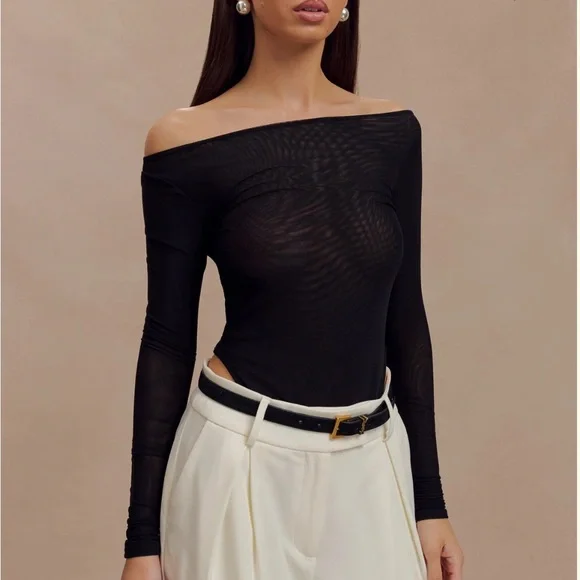 *NEVER WORN Meshki | Boat Neck Mesh Top - Picture 1 of 6